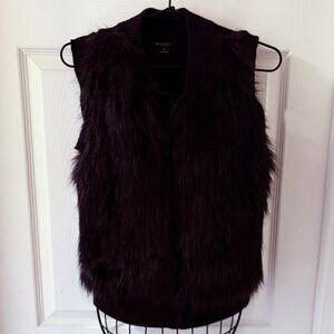 Vintage I Heart Ronson Black‎ Faux Fur Sweater Full Zip Vest Women's Sz S EUC